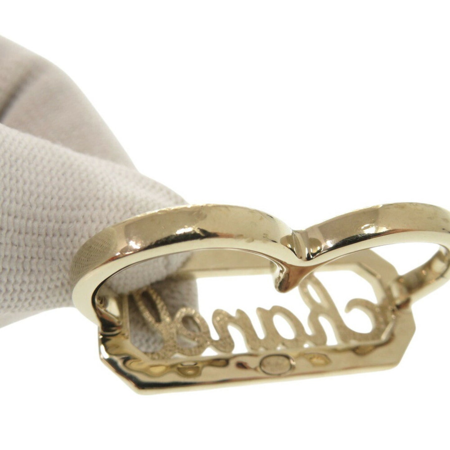 Chanel Double Finger L23B Metal Stone Faux Pearl Gold Ring 1183CHANEL