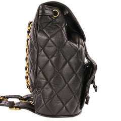 CHANEL Vintage Matelassé Lambskin Chain Shoulder Turnlock Backpack Rucksack Black Women's — Like New