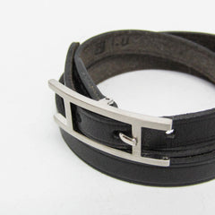Hermes Hapi III Choker Leather,Metal Bangle Silver,Black — Like New