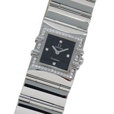 Omega Constellation Carre Quadra 1528.46 Women's Watch, Brand Name, Diamond, Quartz Movement, Stainless Steel (SS), Silver, Black, Square Frame — Good