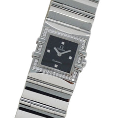 Omega Constellation Carre Quadra 1528.46 Women's Watch, Brand Name, Diamond, Quartz Movement, Stainless Steel (SS), Silver, Black, Square Frame — Good