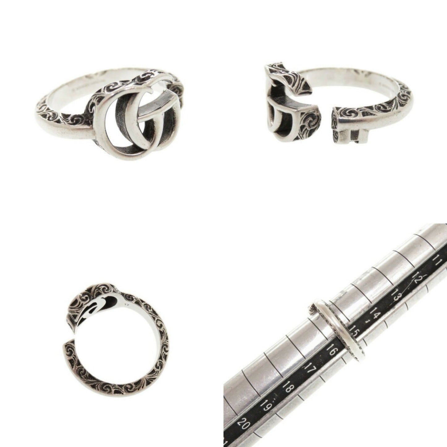 Gucci Double G Ring, Silver 925, Size 15-16 (#17), 1241GUCCI