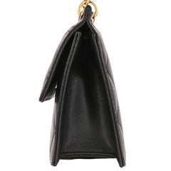 CHANEL Coco Mark Matelassé Caviar Skin Small Flap Chain Shoulder Bag AS4169 Black Women's — Like New
