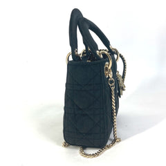 Christian Dior Dior Lady Chain Cannage Rhinestone Shoulder Bag Handbag Velour Leather Women's Black — New - Store Return