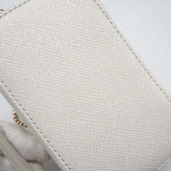 PRADA Saffiano Triangle Mini Pouch 1NR025 Shoulder Bag White Women's — New - Store Return