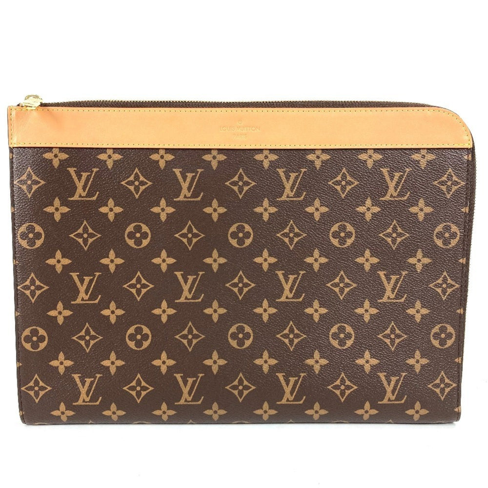 LOUIS VUITTON M82540 Monogram Pochette Jour, a clutch bag with an L-shaped zipper and canvas, suitable for men women, in brown, like new — Like New