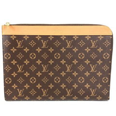 LOUIS VUITTON M82540 Monogram Pochette Jour, a clutch bag with an L-shaped zipper and canvas, suitable for men women, in brown, like new — Like New