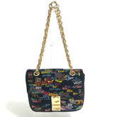 CELINE Small C Bag Chain Shoulder Bag Black x Multicolore — Like New