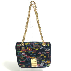 CELINE Small C Bag Chain Shoulder Bag Black x Multicolore — Like New