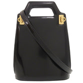 Unused Salvatore Ferragamo Wanda Mini 2WAY Gancini 213494 Calf Leather Black Handbag 1390Salvatore — Like New
