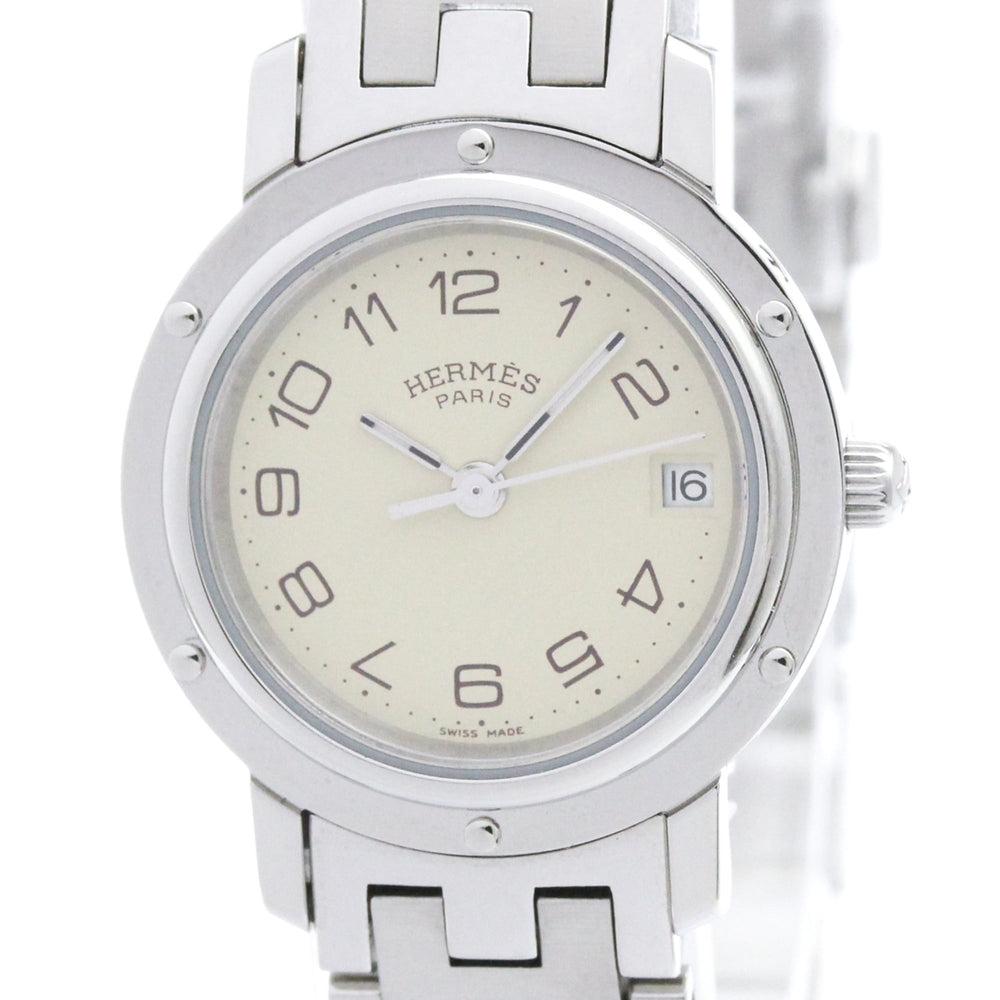 HERMES Clipper Stainless Steel Quartz Ladies Watch CL4.210 Polished — Very Good