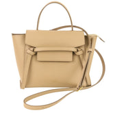 CELINE Belt Bag Nano 2-way shoulder bag, grained calfskin, beige, women's — Like New