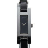 Gucci 3900L Quartz Watch, Black Dial, Stainless Steel, Leather, Women's — Good