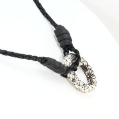 Bottega Veneta Intrecciato Circle Silver Leather Necklace Total weight approx. 16.6g 56cm — Like New