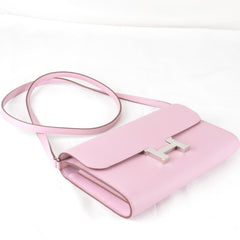 HERMES Constance Two Go Z-stamped shoulder bag, leather, pink, women's, mini size, pochette — Like New