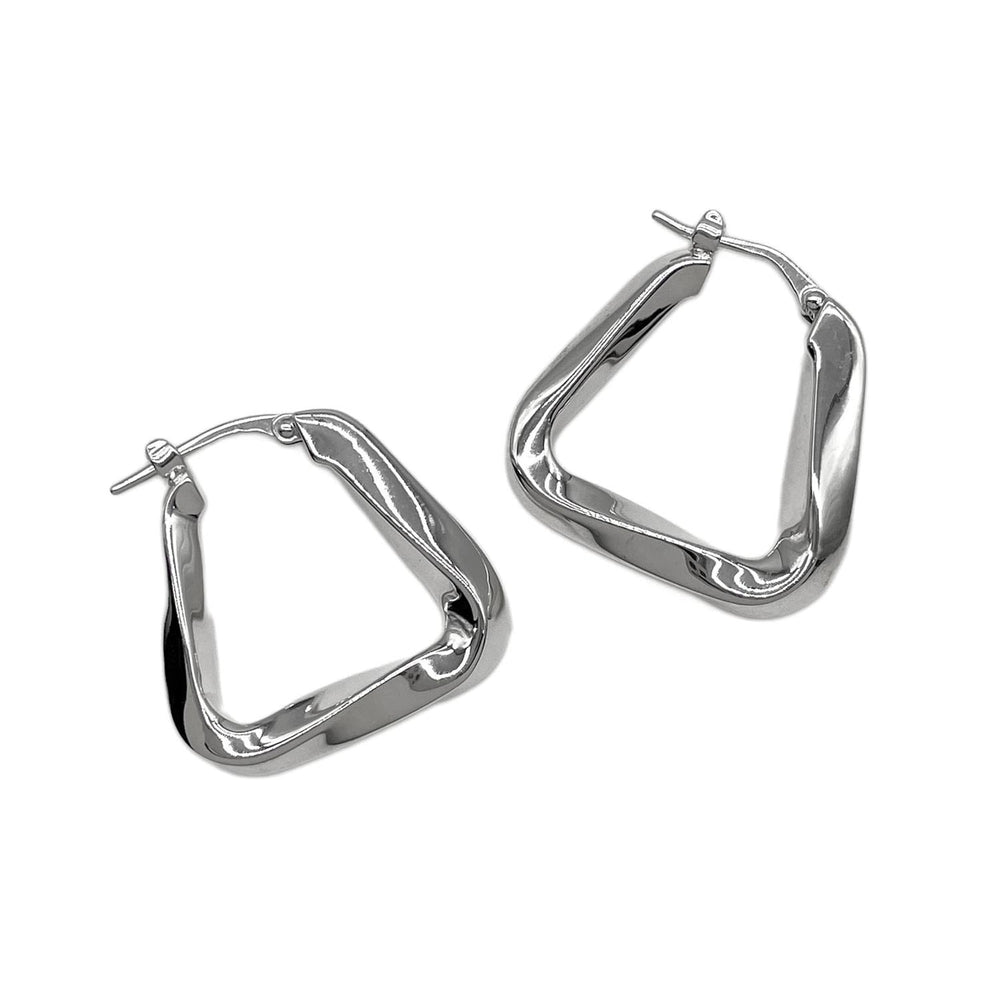 BOTTEGA VENETA Essential Twist Triangle Hoop Earrings, SV925 Silver, Men's & Women's — Like New