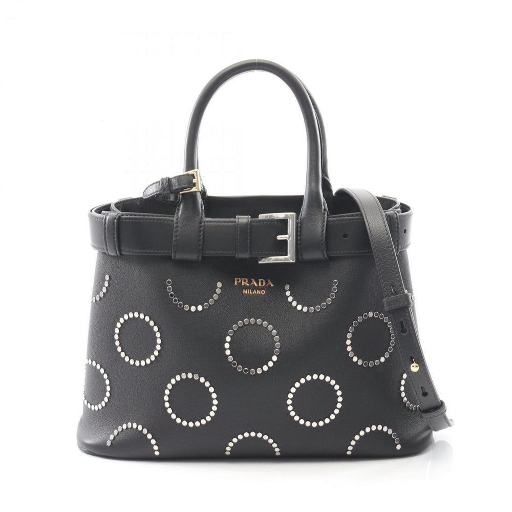 Prada Soft Grain Vite Buckle Tote Bag, Leather, Women's, Black, 1BA434 — New - Store Return