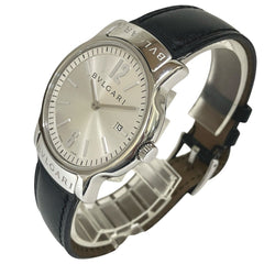 Bulgari BVLGARI Solo Tempo watch, total weight 38.1g, stainless steel, genuine leather strap, quartz movement, silver dial, ST35S — Good
