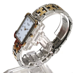 Hermes Croisière NB watch, total weight 43g, stainless steel, quartz movement, white dial, CR1.220 battery — Good
