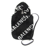 Balenciaga Everyday Phone Holder 596564 Women's Leather,Faux Fur Handbag,Shoulder Bag Black,White — Like New