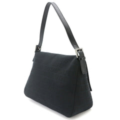 Fendi Zucchino Mamma Baguette Shoulder Handbag, Canvas, Black, 8BR001, Silver Hardware — Like New