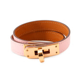 Hermes Kelly Double Tour Bracelet, Rose Sakura Pink Swift Leather, U Stamp, Size T2 — Like New