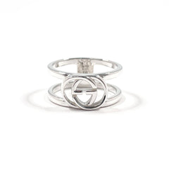 GUCCI Interlocking G Wide Ring, Sterling Silver 925, Size 15, Silver, Men's — Like New