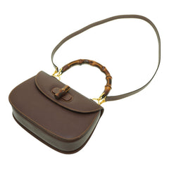 Gucci Bamboo Shoulder Handbag Leather Brown 0041GUCCI with shoulder strap 6B0041IEZ6 — Like New