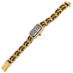 Chanel CHANEL Première M Wristwatch, Gold Plated (GP), Leather Strap, Women's, Black, H0001 — Very Good