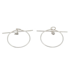 Hermes Loop MM Earrings, Sterling Silver 925, Women's Tone — Like New