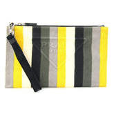 Prada Clutch Bag 2NH005 Multicolor Canvas Leather Handbag Pouch with Hand Strap Stripe Men's Women's PRADA — Like New