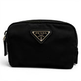PRADA 1ND339 Micro Re-Nylon Pouch with FRID Tag, Triangle Logo, Cosmetic Pouch, Black, Made in Italy, Women's, Dust Bag — Like New