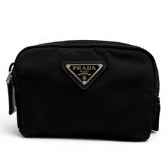 PRADA 1ND339 Micro Re-Nylon Pouch with FRID Tag, Triangle Logo, Cosmetic Pouch, Black, Made in Italy, Women's, Dust Bag — Like New