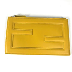 FENDI 7N0114 Pouch Clutch Bag Leather Women's Yellow — New - Store Return