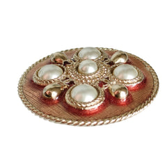 CHANEL B17P Pearl Motif Pin Brooch with Box, Gold Color, Women's — Like New