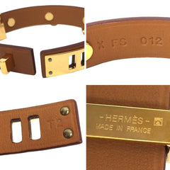 Hermes Hermès Leather Bracelet/Bangle, Mini Dog, Annaud, X, 2016, T2, Brown — Like New