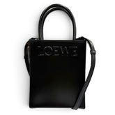 LOEWE A933S30X01 Standard A5 Tote Leather 2-Way Shoulder Bag, Black, Made in Spain, Women's — Like New