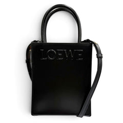 LOEWE A933S30X01 Standard A5 Tote Leather 2-Way Shoulder Bag, Black, Made in Spain, Women's — Like New