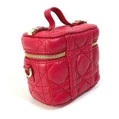 CHRISTIAN DIOR S0918ONMJ LADY CHRISTIAN DIOR LADY DIOR 2WAY Shoulder Bag Hand Bag Vanity bag RedBased — Like New