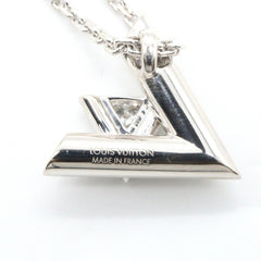 Louis Vuitton Pendant Volte 1 GM Diamond Necklace, 18K White Gold (18KWG), Diamond, Men's/Women's, Silver/Clear Tone — Like New