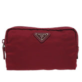 Prada 1N0021 Triangle Logo Nylon Red Cosmetic Pouch Handbag 0513PRADA — Like New