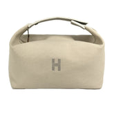HERMES Brid a Black GM Bag, Pouch, Vanity Bag with H Logo, Cotton Handbag, Men's/Women's, Beige — Like New