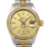 Rolex Datejust Two-Tone 69173, serial number in the 96s range, champagne gold dial, stainless steel, 18K yellow gold, overhauled December 2025, automatic winding — Like New