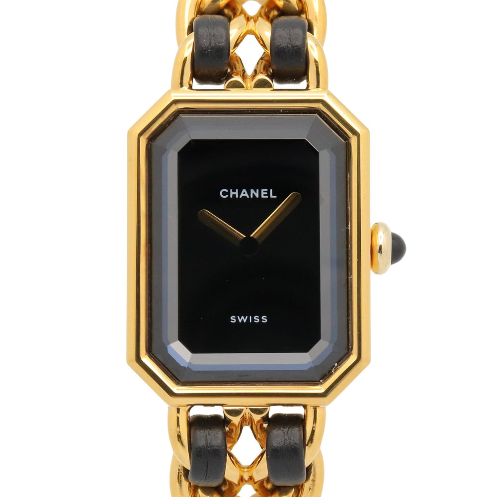 Chanel CHANEL Première M Watch, Gold Plated Leather, Women's, Black, H0001 — Very Good