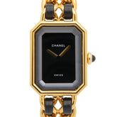 Chanel CHANEL Première M Watch, Gold Plated Leather, Women's, Black, H0001 — Very Good