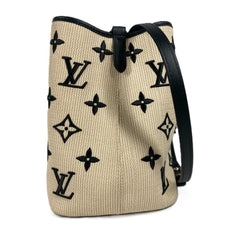 LOUIS VUITTON M23080 Monogram by the Pool NeoNoe MM Shoulder Bag Crossbody Drawstring Cotton Leather Women's Noir Black — Like New
