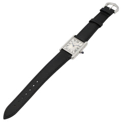 Cartier Tank Must SM Watch, Stainless Steel, Leather Strap, Diamond, Ladies, Silver Tone, W4TA0016 — Very Good