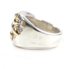 HERMES Vintage Gaucho Ring, 925 750 Sterling Silver with 7 Diamonds, Size 52, Weight 13.6g, Men's — Like New