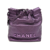 CHANEL AS3980 CHANEL22 Glitter All Purple Shoulder Bag Leather Women's — New - Store Return