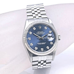 ROLEX Datejust 10P Diamond 16234G Men's Watch 18K White Gold x Stainless Steel 40300 — Good